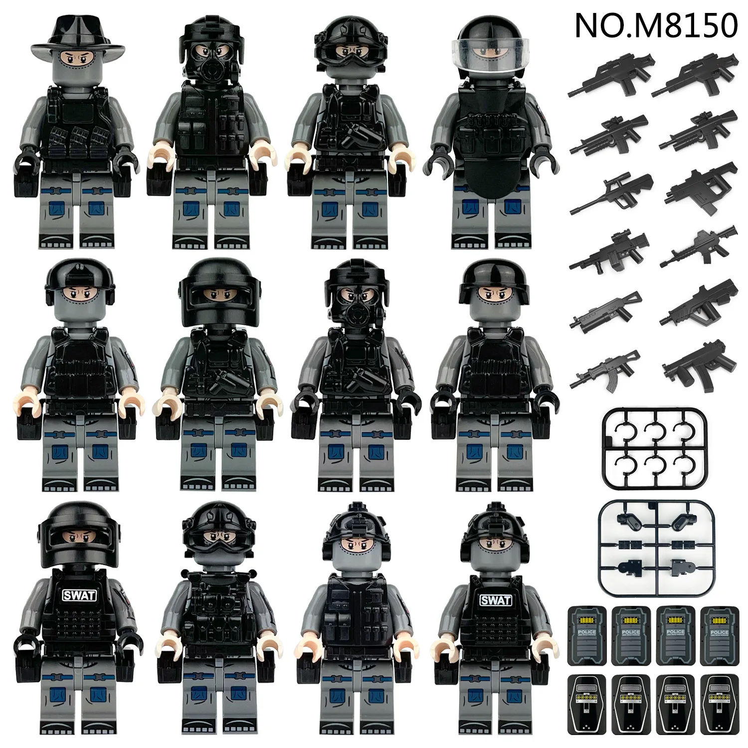 12pcs Building blocks, figures, special police anti-terrorism cheetah commandos, humanoid dolls, children's toys, birthday gift image 3