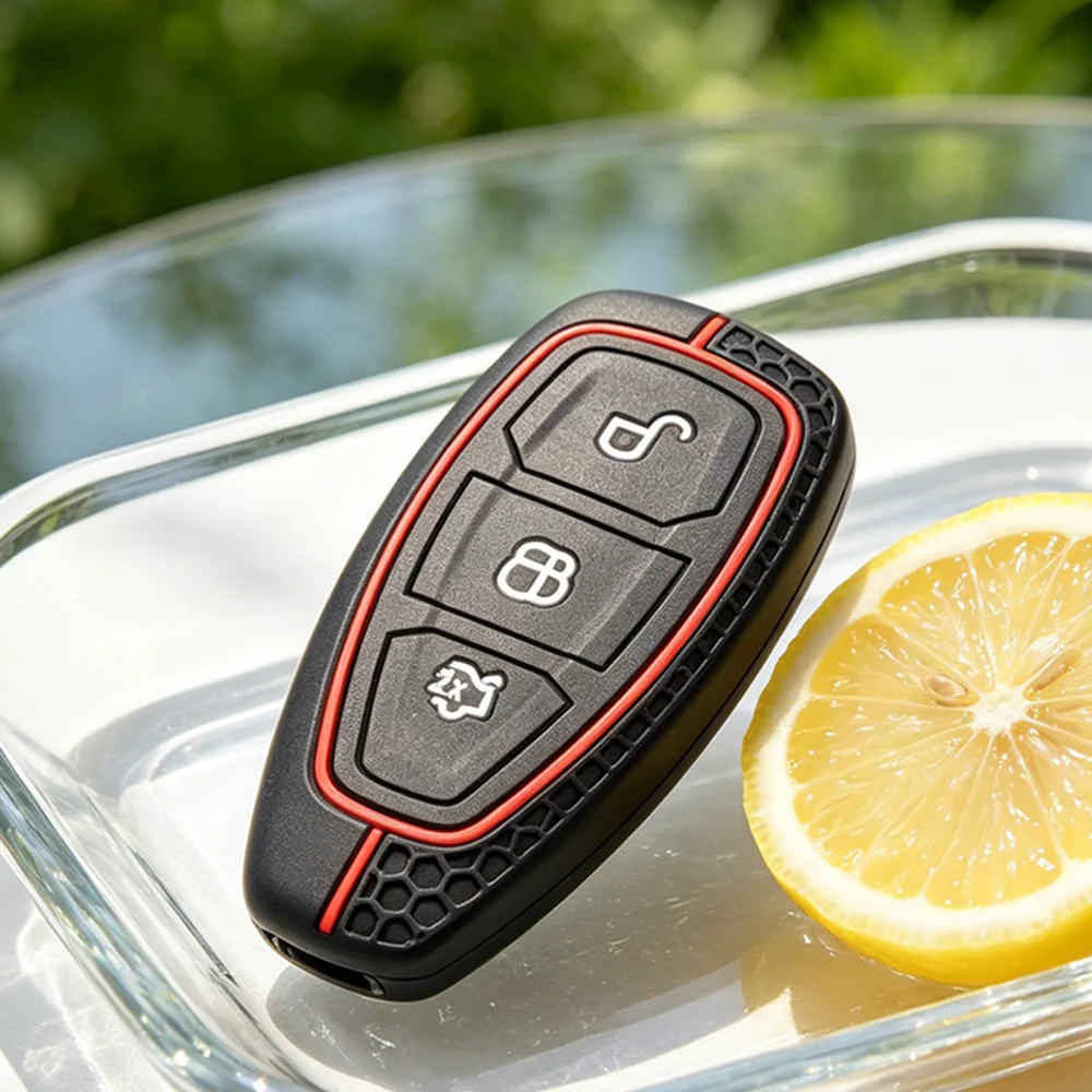 Car Key Pack for Ford ST Line Fiesta Focus Mondeo Ecosport Kuga Puma Edge Escape Metallic Silicone Car Key Fob Case Accessories