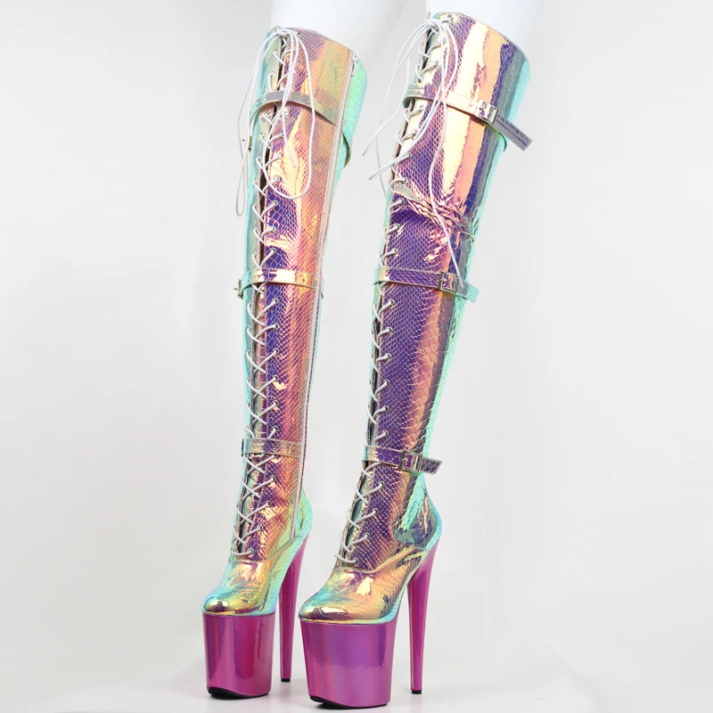 

20cm High Heels Women Thigh Boots,Platforms Man Erotic Long Botas,Sexy Stage Show Pole Dance Shoes,Buckles,Snake Pattern Colors