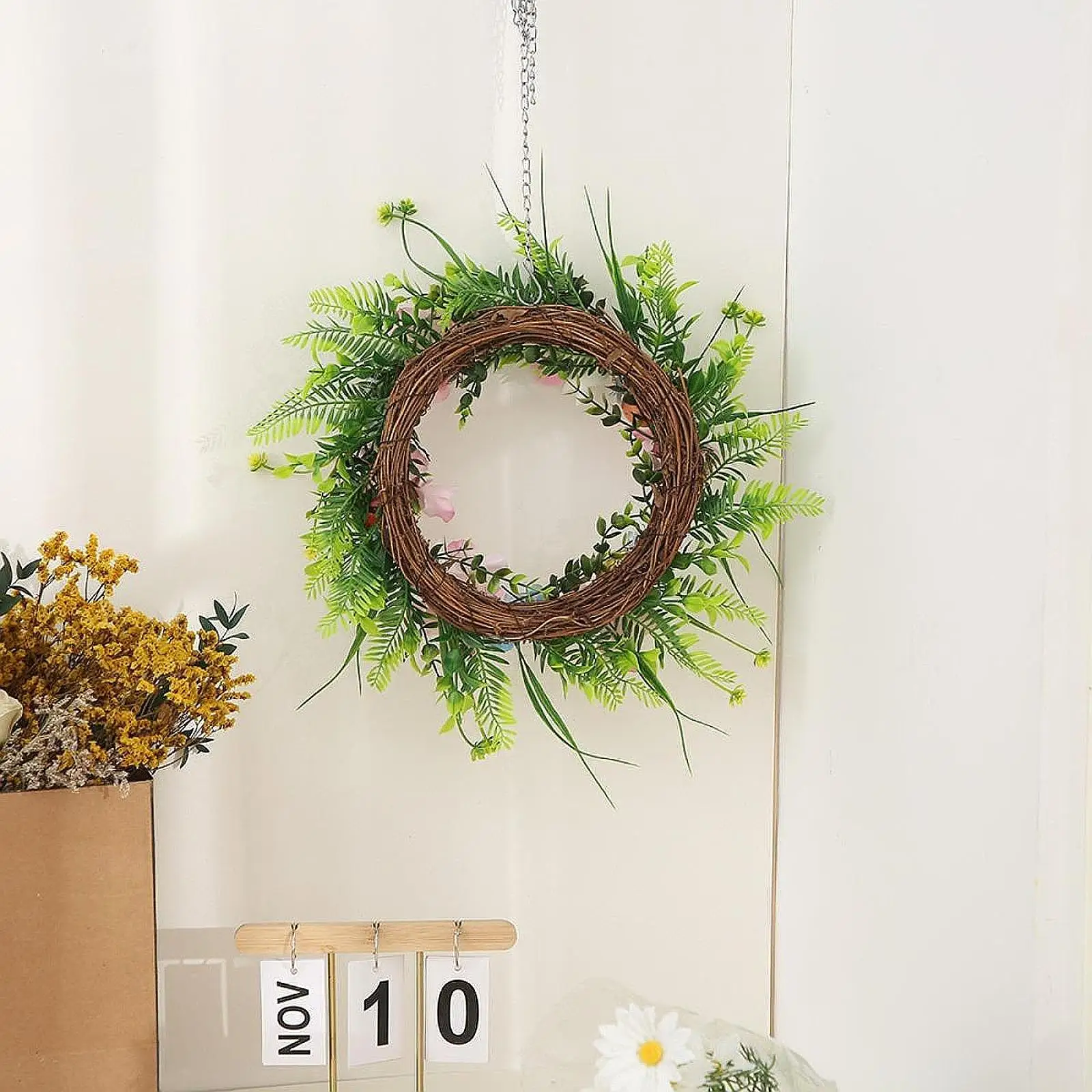 

Искусственный весенний цветочный венок, декоративный осенний пасхальный венок, подвесное украшение для гостиной, настенная полка, уличный фермерский дом