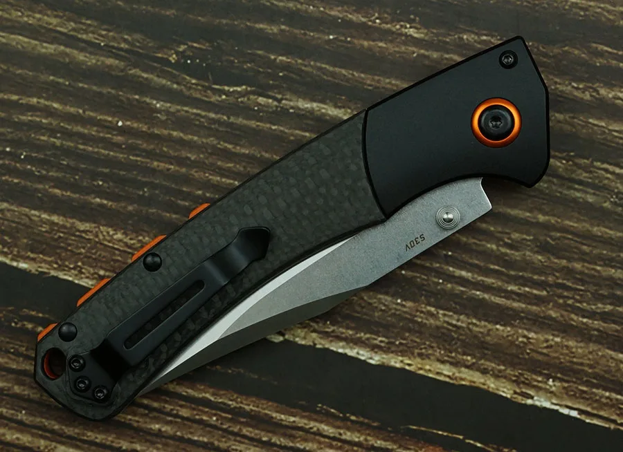 LEMIFSHE New Crooked River 15080 Carbon Fiber/G10 Handle Mark S30V Blade Outdoor Camping Survival EDC Pocket Folding Tool Knife