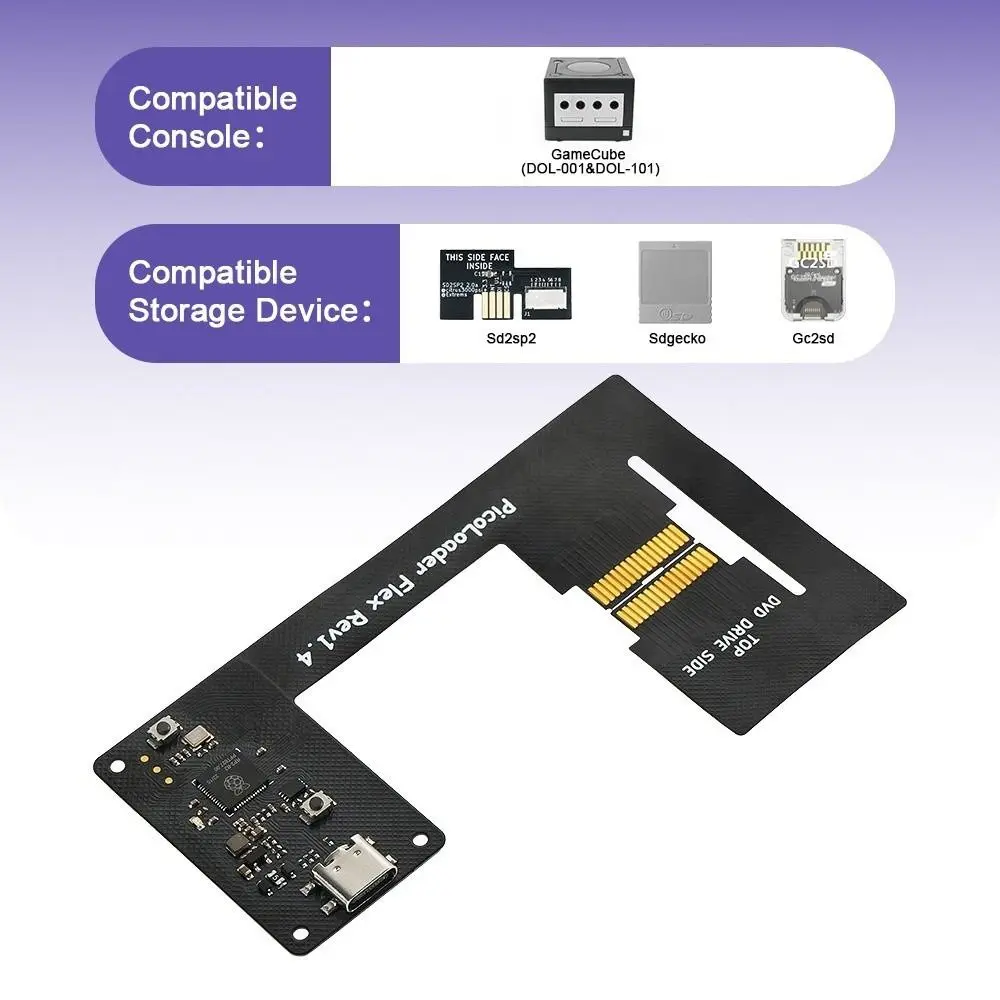 على أساس RP2040 Picoloader وحدة مفتوحة المصدر بسيطة بدون لحام لنينتندو GameCube NGC dol-001/dol-101