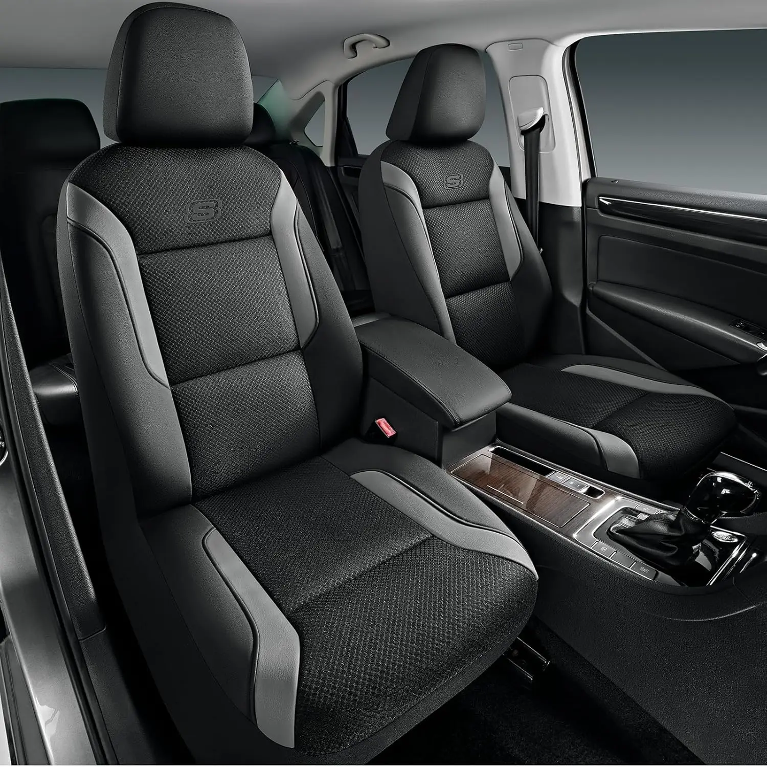 

Memory Foam Car Seat Covers, Air Cool Mesh Thick Seat Covers, Gray Two Front Car Seat Protector, Airbag Compatible