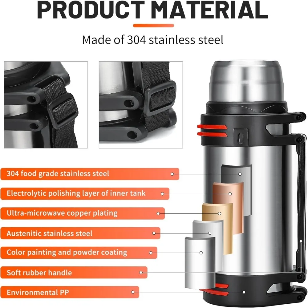 Large Capacity Flasks Water Bottle Stainless Steel Thermos Bottle VacuumInsulated Water Outdoor travel Bottle Cup Keeping Warm