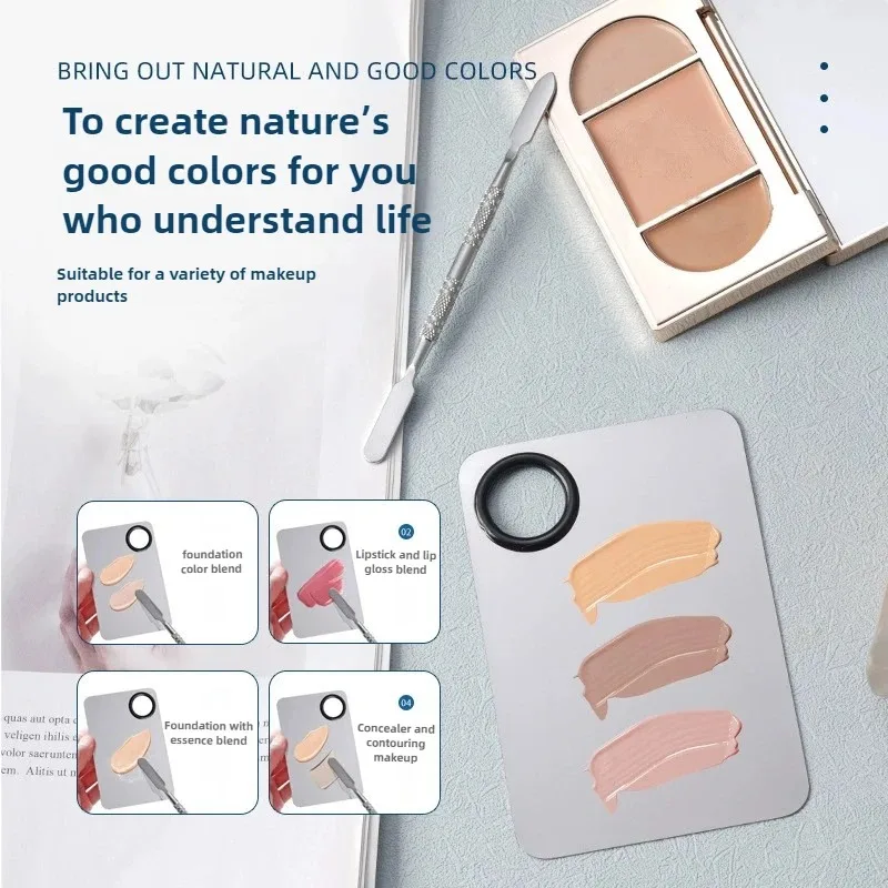 Palette de mélange de maquillage, brosse de fond de teint Ultra fine avec spatule, mélangeur de bouffées cosmétiques, brosse plate pour Contour du visage, outils de maquillage