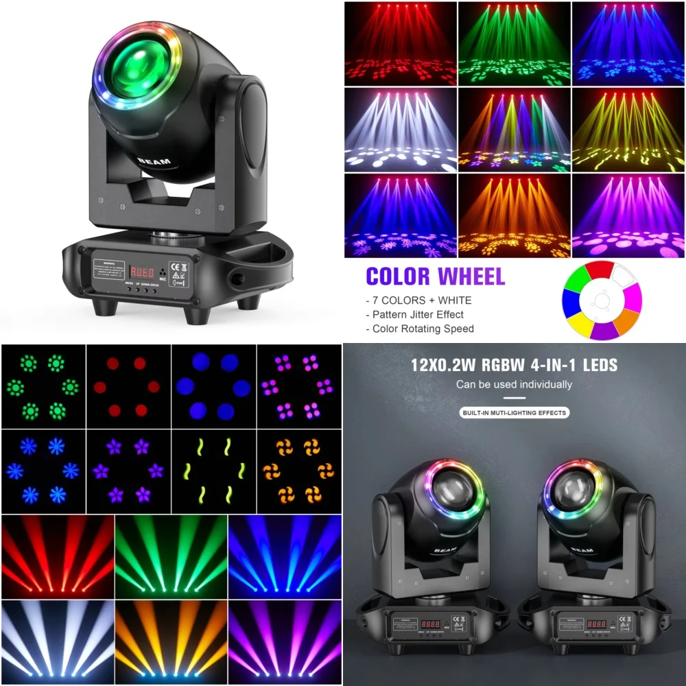 100W Moving Head Light for DJ Party Wedding Church Stage Show Bar Club Lighting with 6 Prism Rotation Rainbow Effect 8 GOBO