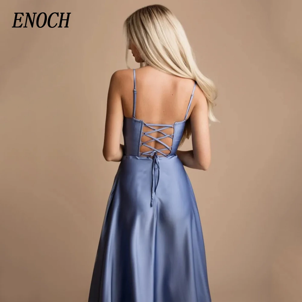 ENOCH-Vestidos De Fiesta De línea a con abertura lateral Simple, escote Corazón, tirantes finos, cordones en la espalda, largo hasta el suelo, nuevo