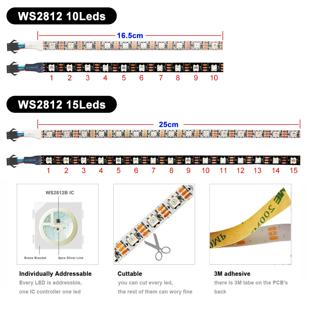 WS2812B led花火ライト10/11/12/13チャンネルラウンドパネルWS2812 5050 rgb個別にアドレス指定可能ledストリップ10Led 15Led DC5V