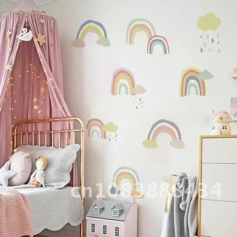 Multicolor Rainbow Big Wall Stickers for Kids Room Baby Boys Living Room Nursery Rainbow Wallpaper on the Wall Large Room Decor