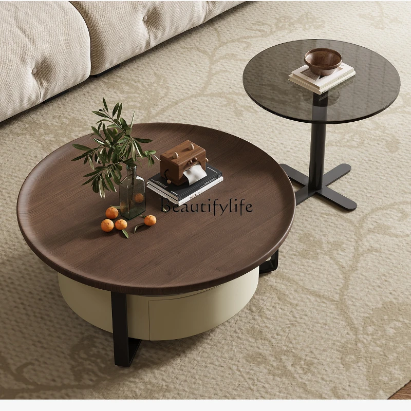 

2024 New Home Small Apartment Light Luxury Modern High Sense round Tea Table