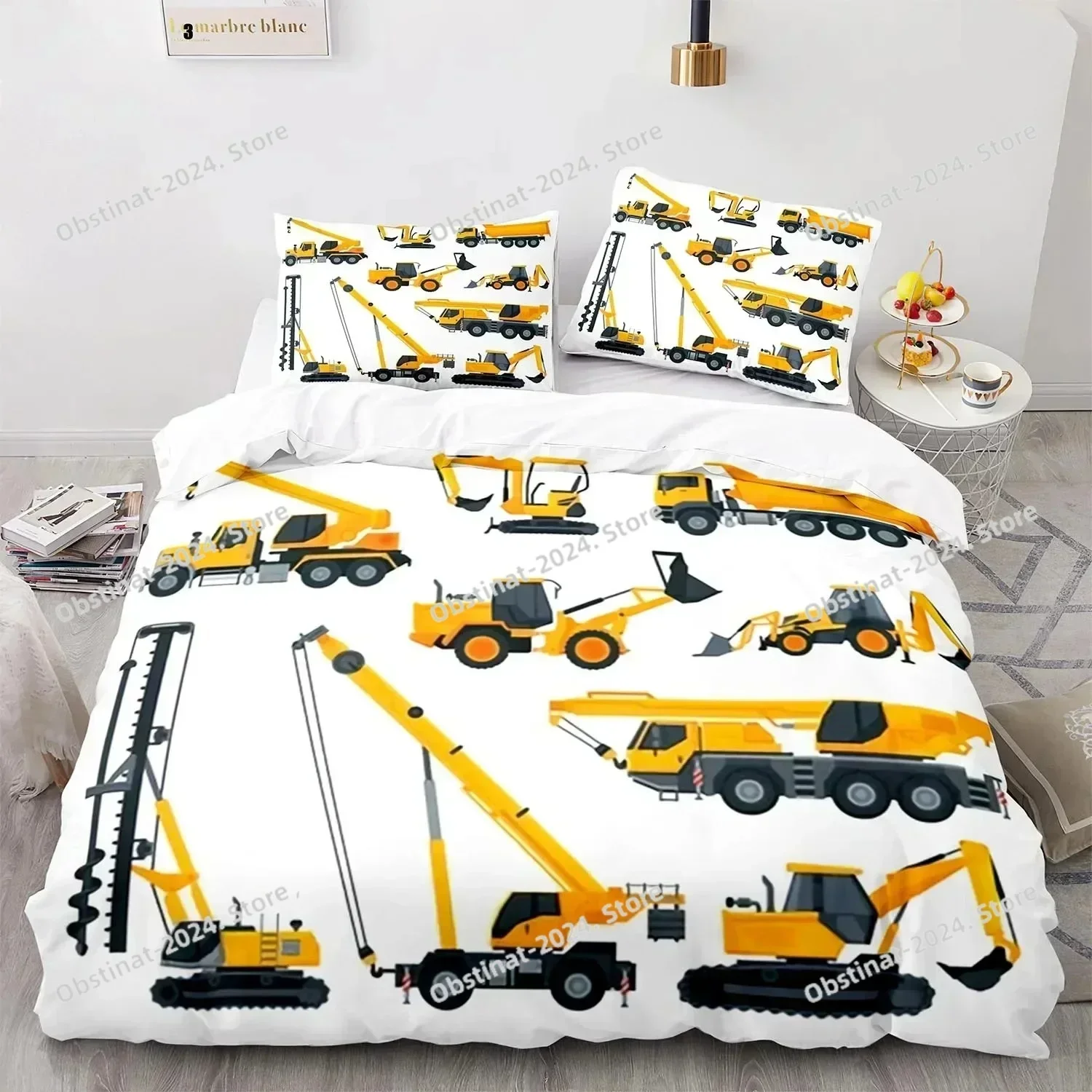 2025 Engineering Vehicle Bedding Set Single Twin Full Queen King Size Excavator Bed Set For Aldult Kid Bedroom Duvetcover Sets
