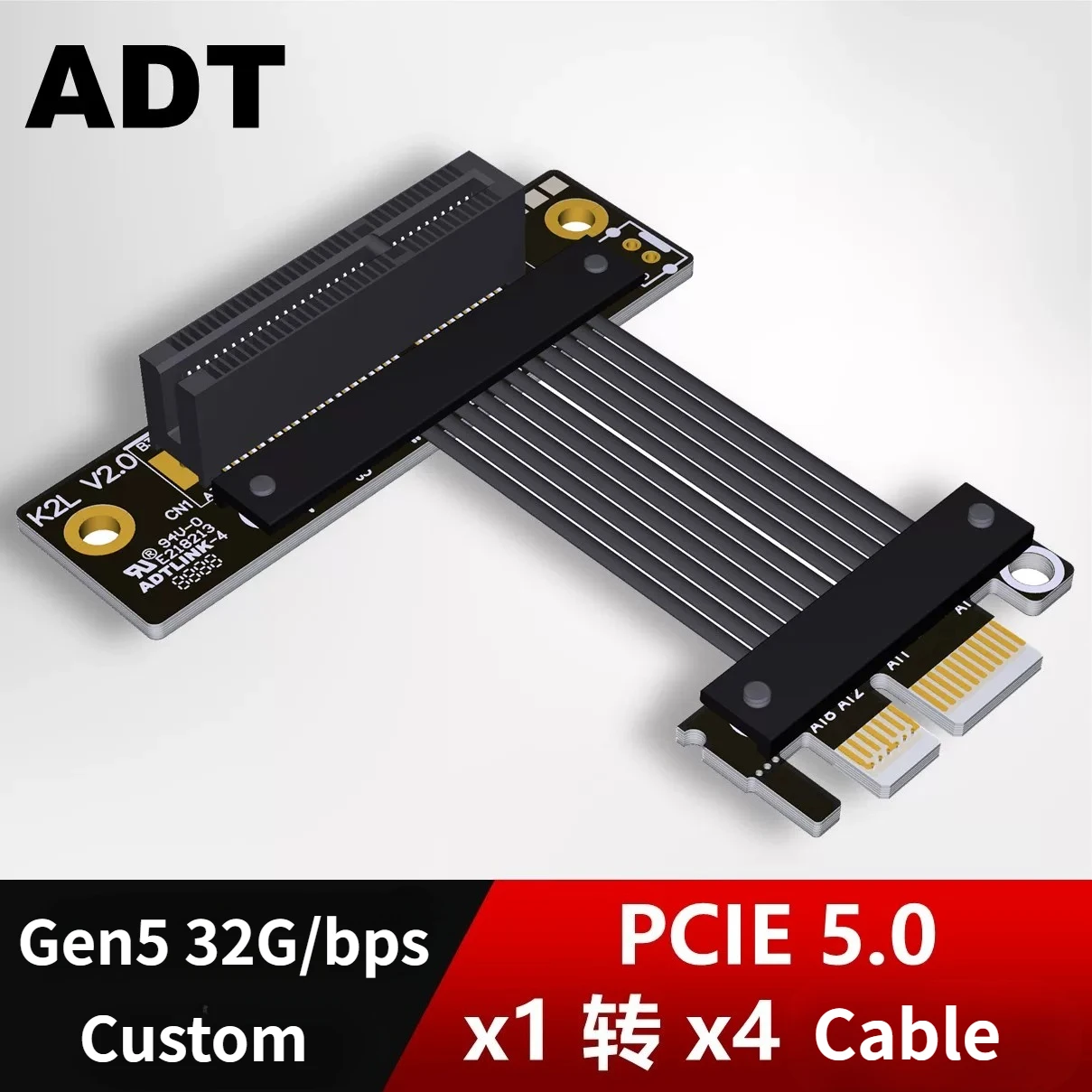 ADT-Link PCIe 5.0 PCI Riser 1X To 4X PCI-E PCI E Riser PCI Express SSD LAN USB Riser Card PCIE X1 To X4 90Degree Extension Cable