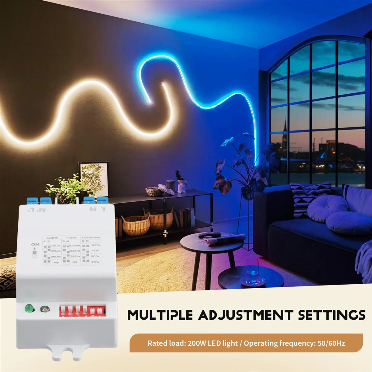 

5.8GHz Microwave Radar Sensor Switch Controller 5-8m Human Body Induction On/Off AC220-240V LED Light Sensor SwitchJAS