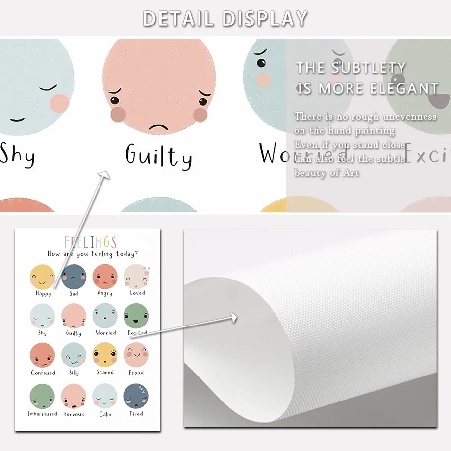 الرسم على لوحات القماش الجدارية لطيف Emotes الأبجدية أرقام شهر أسبوع الطقس الشمال الملصقات والمطبوعات صور الطفل غرفة الاطفال ديكور #4