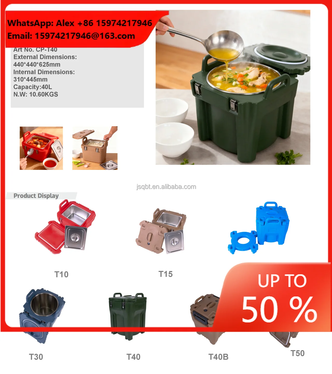10L 15L 20L 30L 40L 50L Commercial And Home Use Large Hotpot Soup Warmer Double Wall Insulated Food Warmer Set