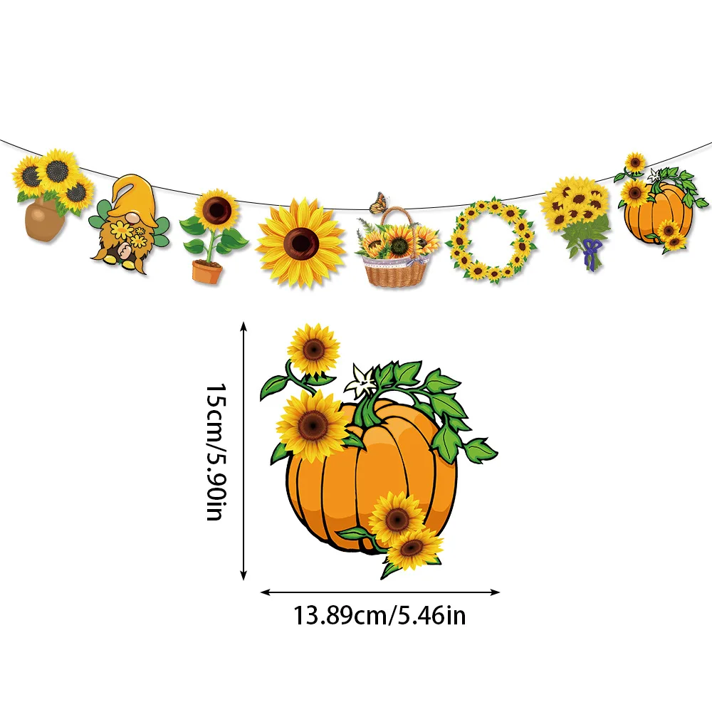 Sunflower Theme Party Happy Birthday Banners Garland Photo Background for Kids Birthday Baby Shower Party Decoration