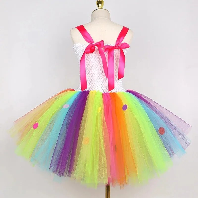 Princess tulle dress with kids' ice cream and candy theme, rainbow sheer tulle tutu for girls, formal gown for holiday parties