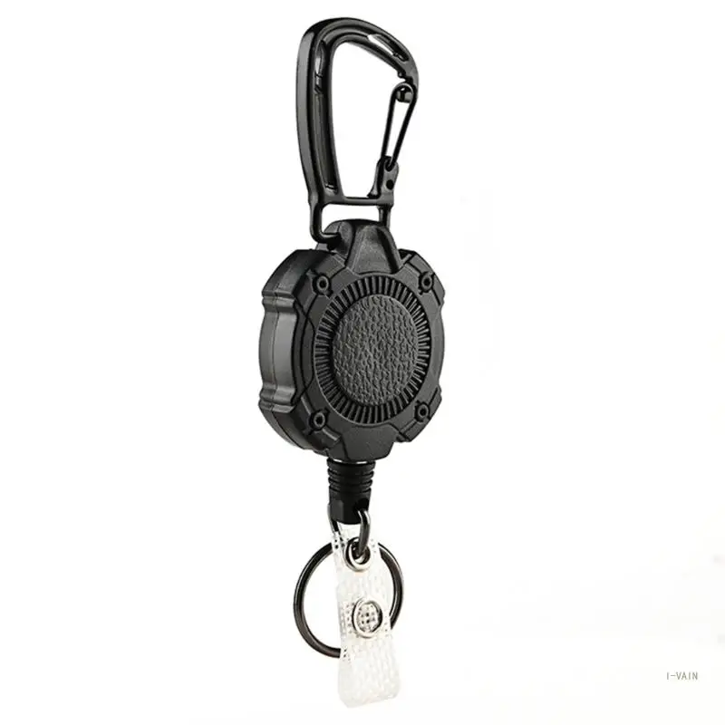 M5TC Anti-theft Retractable Keychain Retractable Hook Keychain Stainless Steel Rope Keyholder Keyring Accessories 80cm