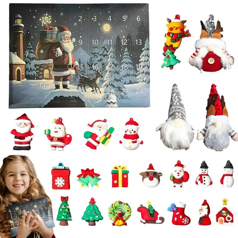 

Christmas Advent Calendar Cute Christmas Gnome Doll 24 Days Countdown Calendar Small Collectible Figure Toy for Kids