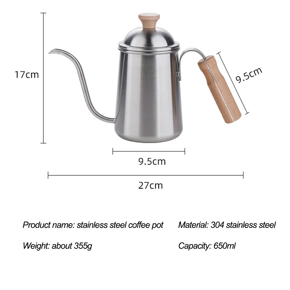 Pour Over Coffee Kettle Gooseneck Stainless Steel Tea Kettle, Hand Maker Brewed Pot Bean Grinder Folding Filter Cup view 2