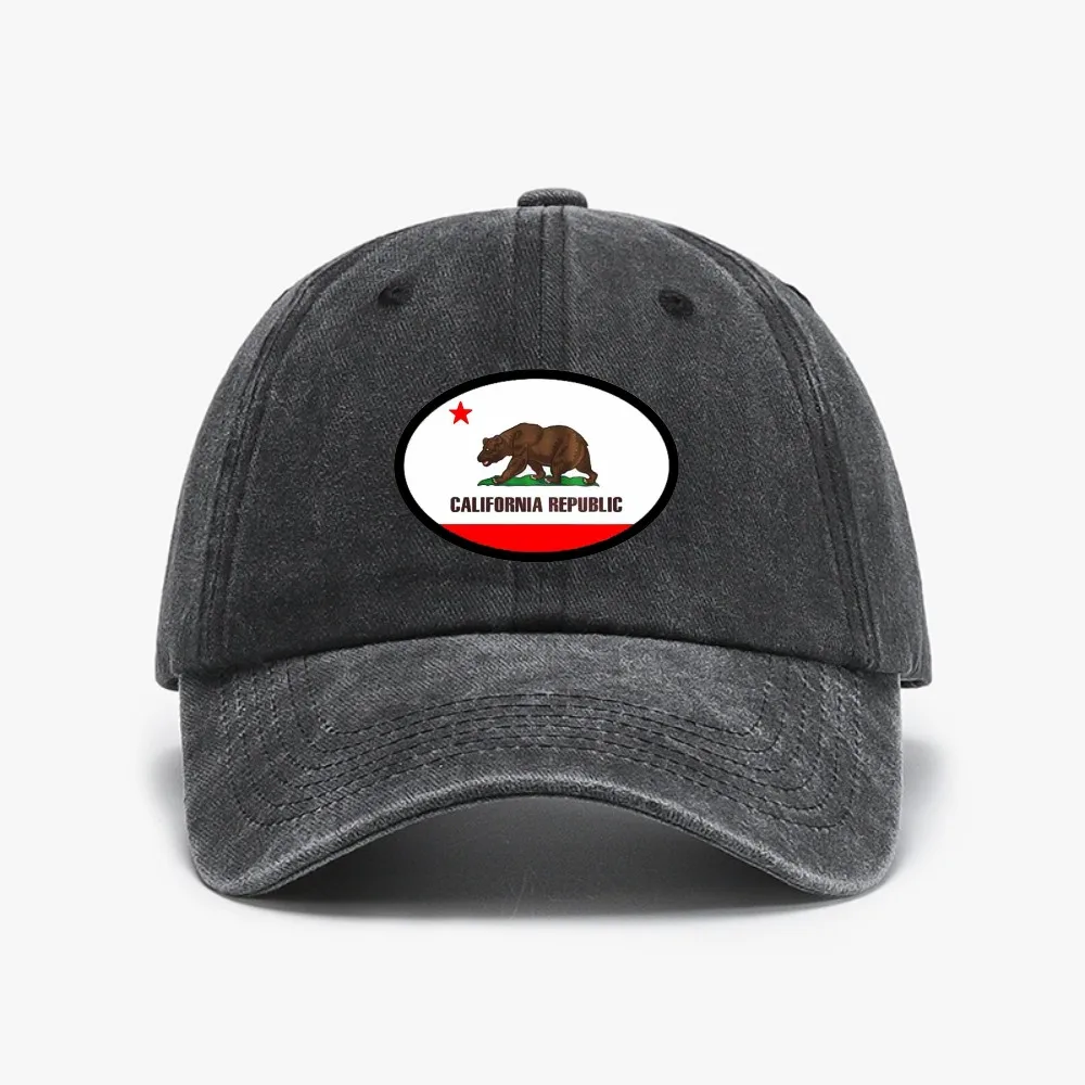 California Republic State Flag Men Women Baseball Cap Distressed Washed Hat Fashion Outdoor Running Golf Caps