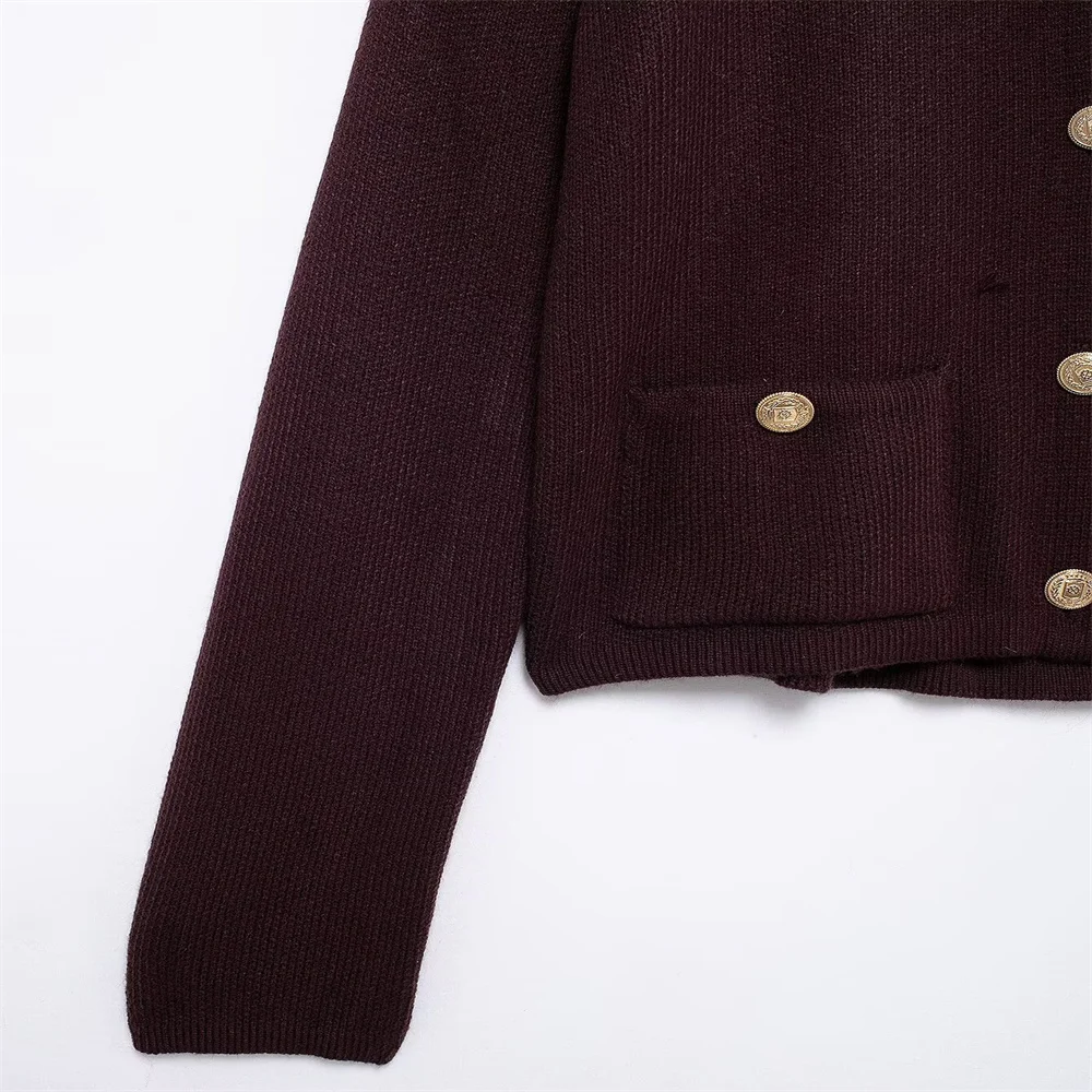 Manteau tricoté pour femmes, boucle dorée, mode polyvalente, nouvelle collection automne