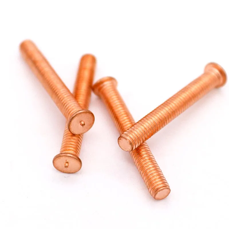 2/50pc M3 M4 M5 M6 M8 M10 Carbon Steel Copper Plated Stud Weld Spot Welding Screw Solder Point Nail Bolt for Capacitor Discharge