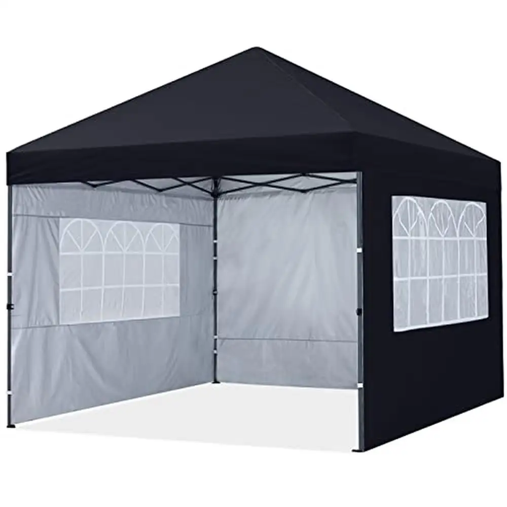 Pop Up Canopy Tent 10x10 with Church Window Sidewalls Easy Set-Up Adjustable Heights UV Protection Ideal Events and Outdoor