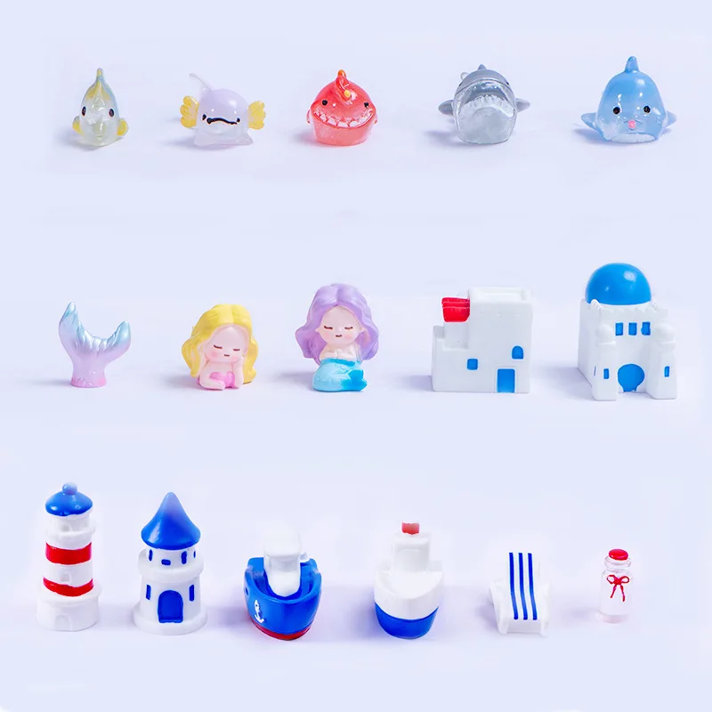 

11pcs Miniature Ocean Resin Figurines Mediterranean Style Sea Animals For Fairy Garden Beach Decor Cake Topper Diorama Supplies