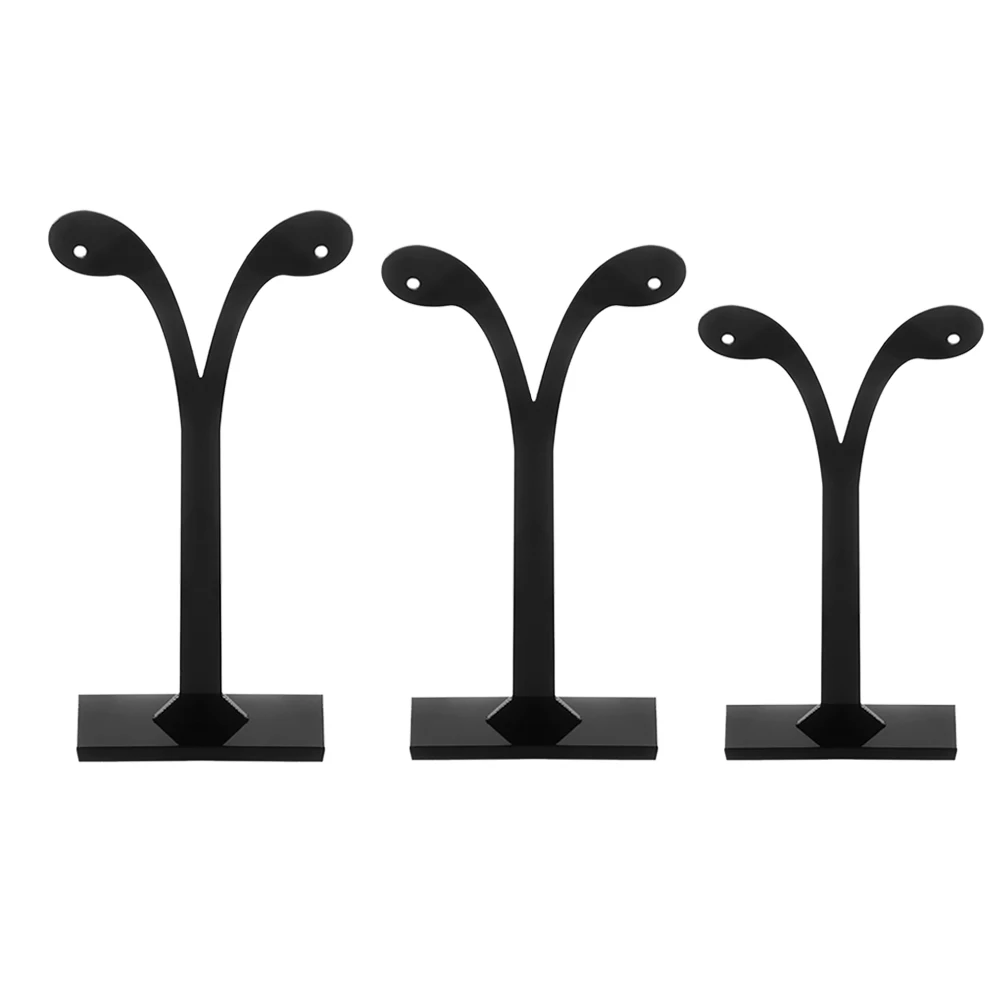 

3pcs/set Earrings Display Leaf Pattern Organic Glass Jewelry Organizer Black Jewelry Rack Display Stand Mini for Jewelry Display