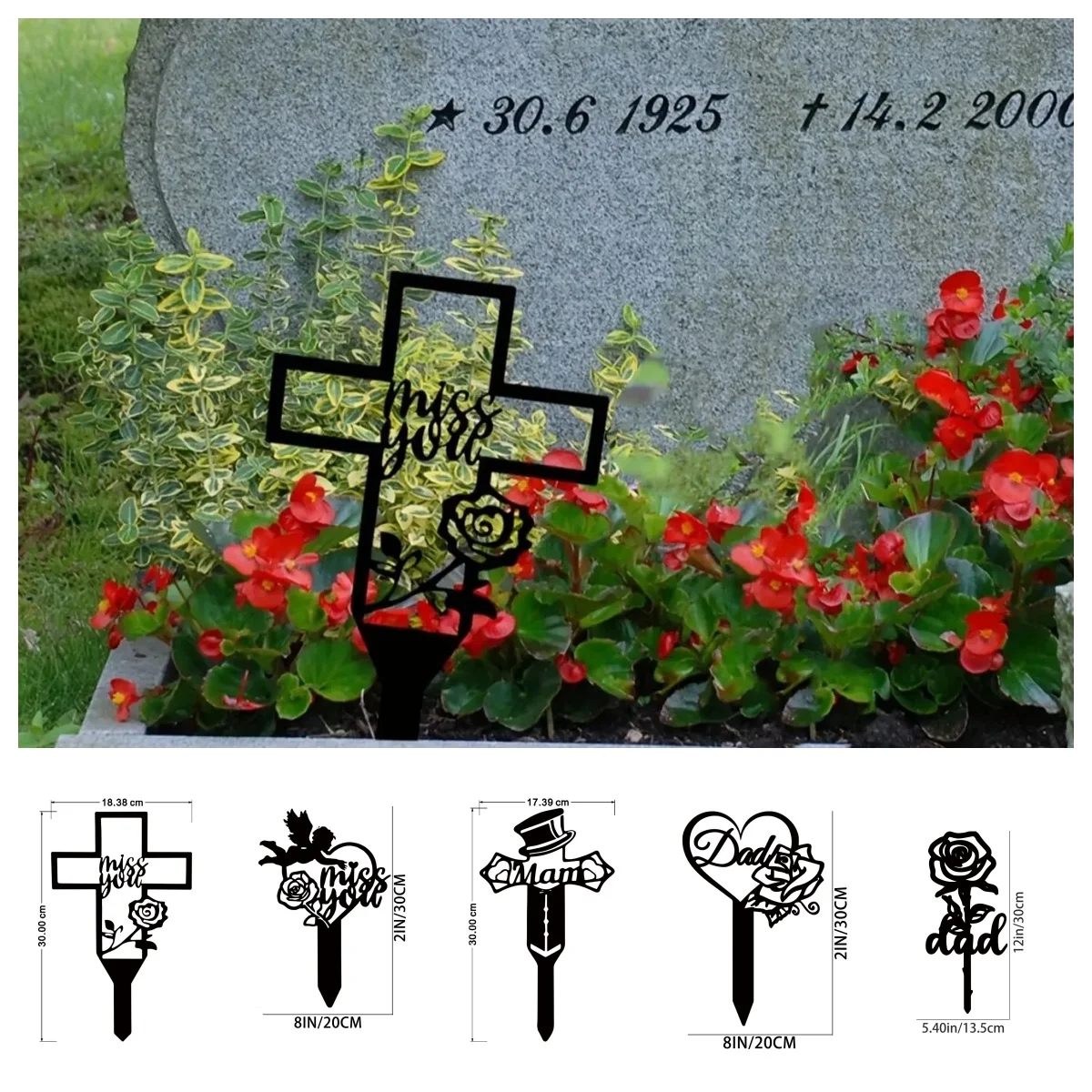 1PC Memorial Stakes Grave Metal Cemetery Memorial Plaque for Outdoors Metal Sympathy Garden Stake Waterproof