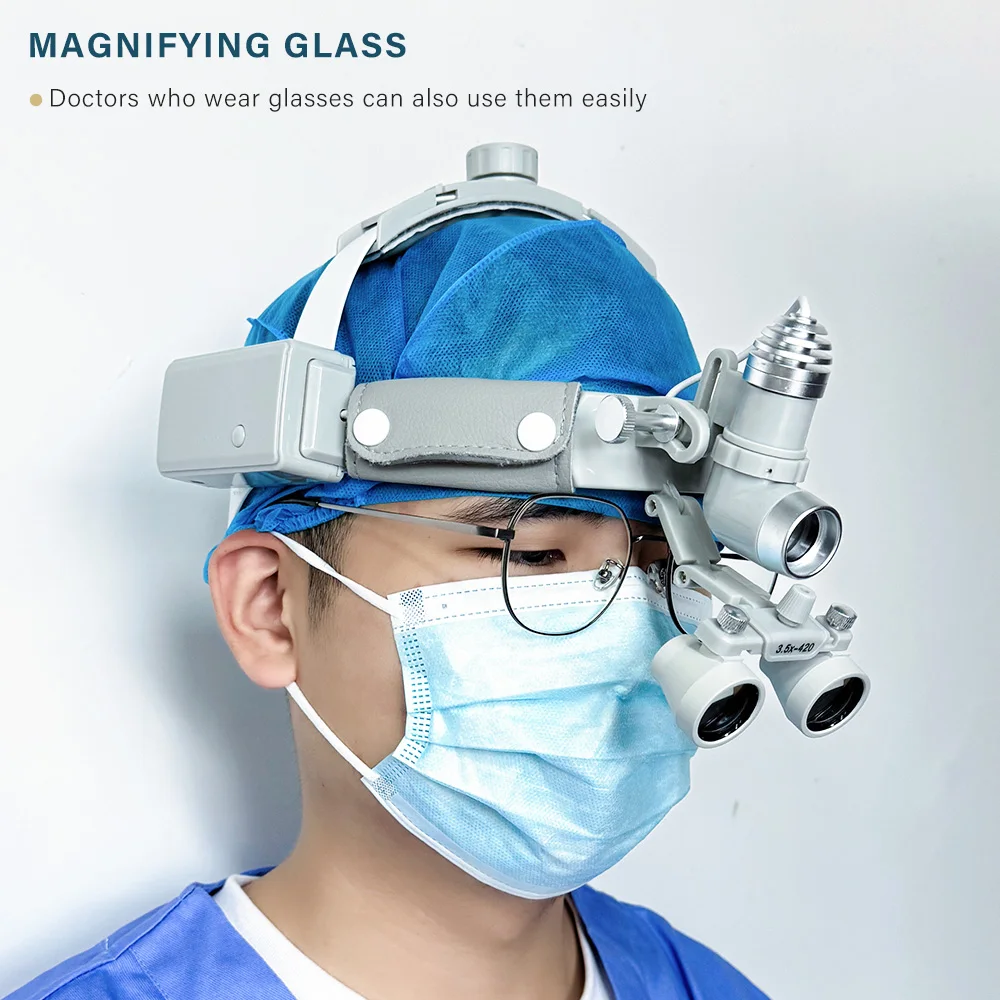 7W LED 2.5X 3.5X Dental Magnifier Laboratory Medical Equipment Headlamp Binocular head-mounted Loupe