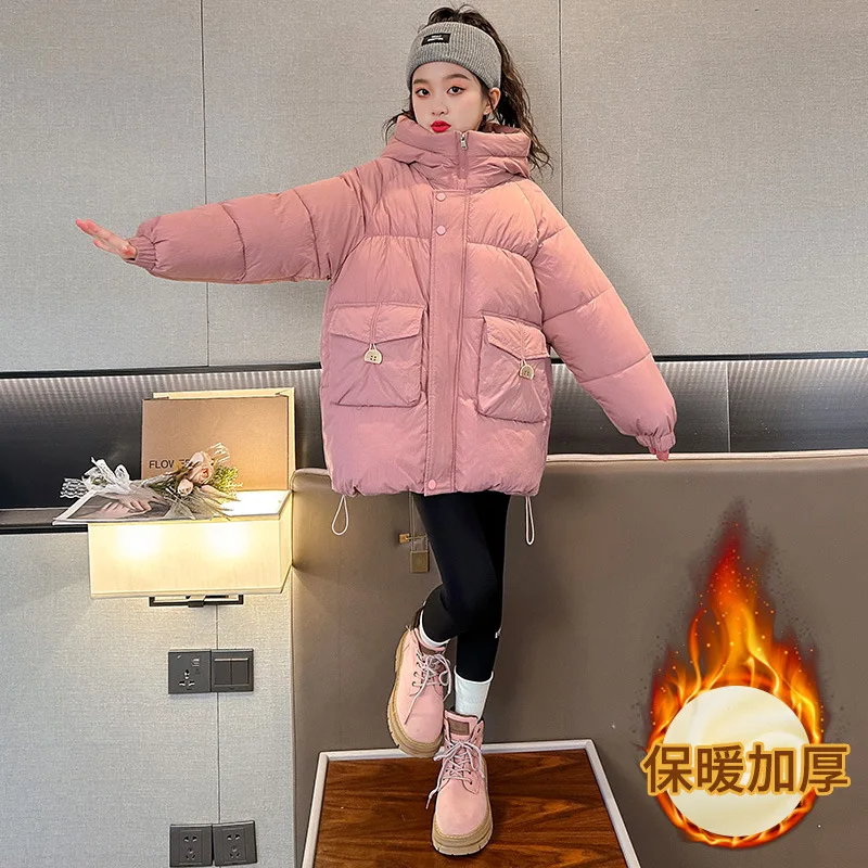 Girls' Down Cotton Jacket Winter New Children's Korean Edition Warm Cotton Jacket Girls' Western Thickened Winter Coat