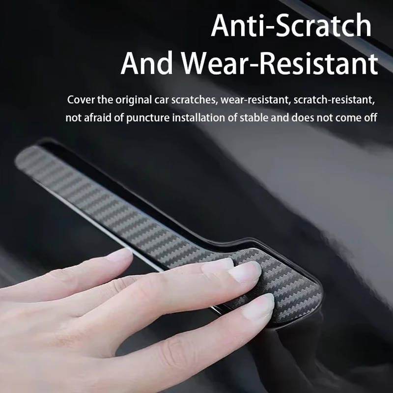 For Tesla Model 3 Y Carbon Fiber ABS Styling Premium Durable Accessories model3 2024 Car Door Handle Cover Protector Sticker image 5