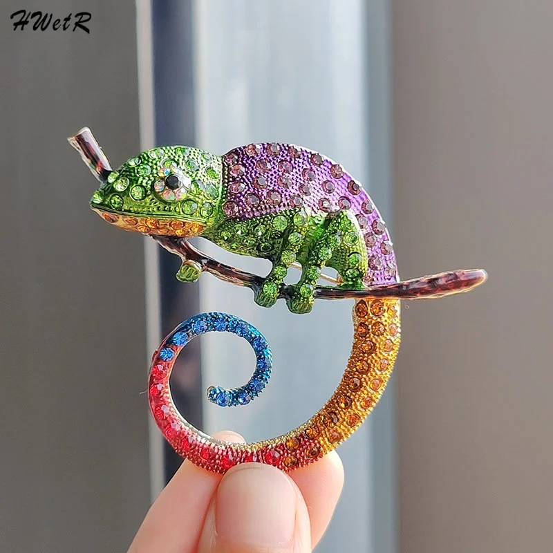 1Pcs Creative Lizard Chameleon Rhinestone Brooches For Women Men Clothes Suit Animal Brooch Pin Jewelry Accessories Ornaments