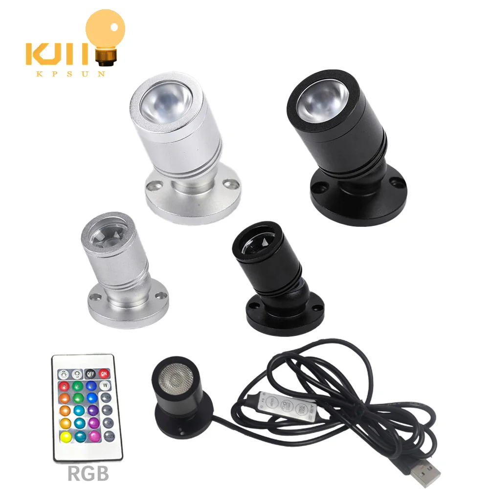

RGB Mini LED Downlight Small Surface Mount Spotlight 1W/3W Home Ceiling light 360° Swivel With 5V USB Switch And RGB Controller