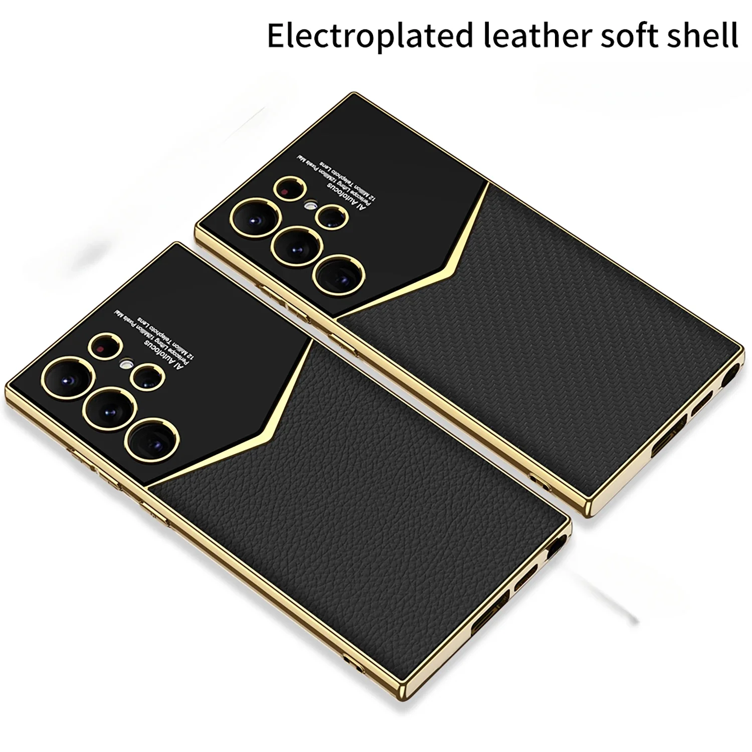 Electroplated Skin Leather Hard Shell Phone Case For Samsung Galaxy S25 S24 Plus S23 Ultra Shockproof Case