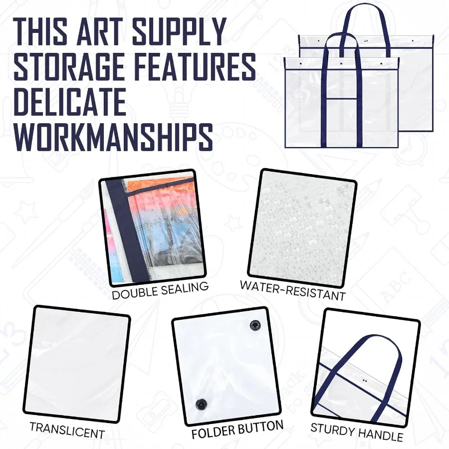 Windyun 2 bolsas grandes para almacenamiento de carteles, 48 x 36 pulgadas, 31,5 x 25,5 pulgadas, soporte para tablón de anuncios para organización en el aula y S