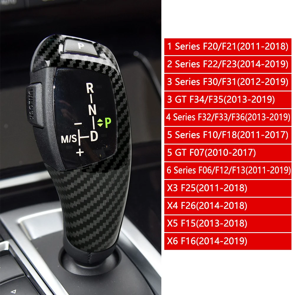 

Gear Shift Knob Cover BLACK Carbon Fiber For BMW F20 F21 F22 F23 F30 F31 F34 F35 F32 F33 F10 F18 F07 F15 F16 F25 F26 F06 F12 F13