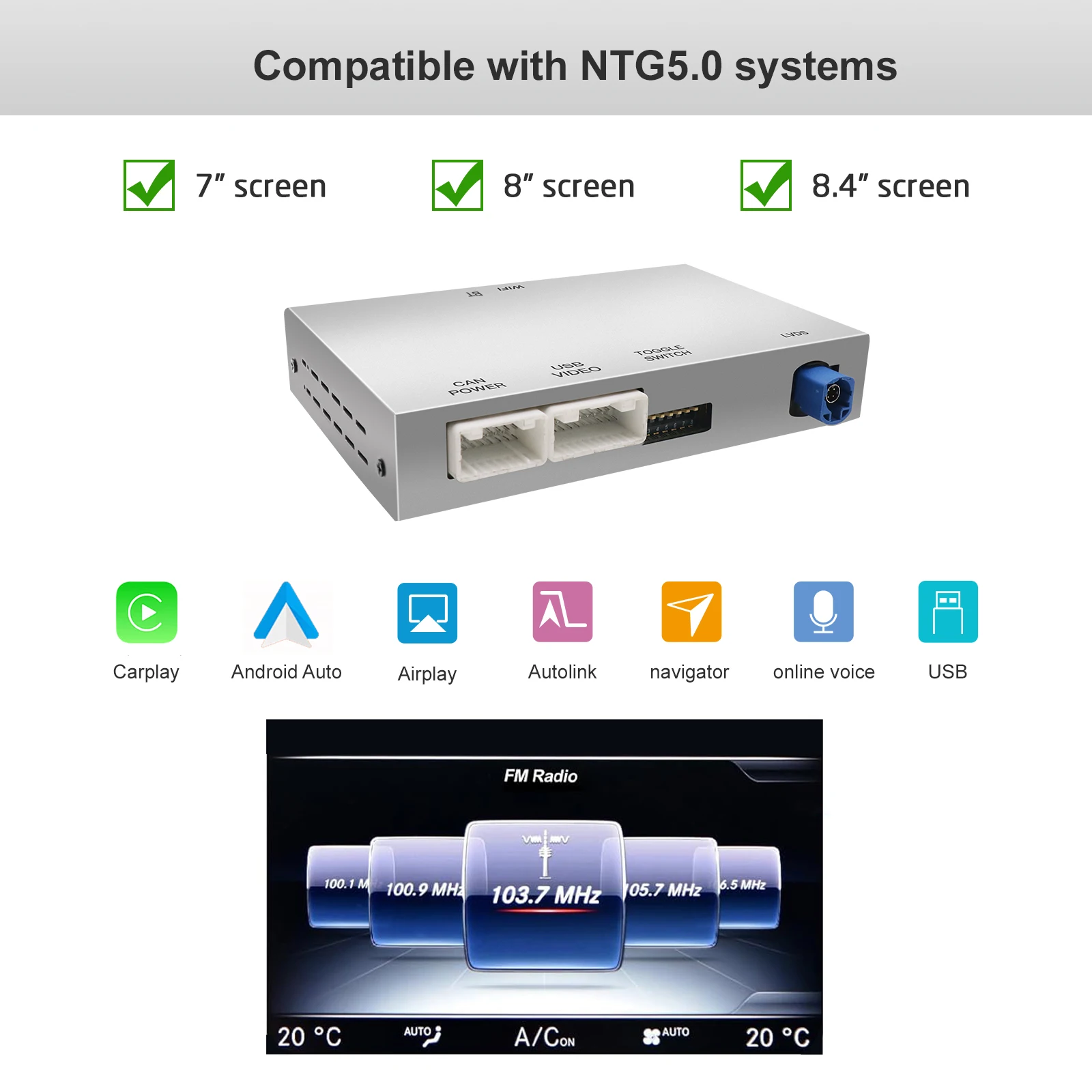 Voor Mercedes Benz A B C E Klasse Draadloze CarPlay Android Auto GLA CLA CLE W205 W176 C117 W246 W167 NTG5.0 Decoder Box Airplay