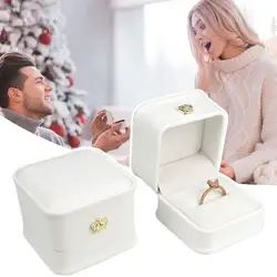 Faux Leather Jewelry Ring Box Compact Size Portable Scratch-proof Soft Velvet Lined Earring Ring Case Bracelet Jewelry Organizer