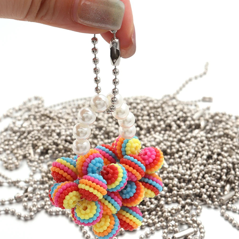 100Pcs/lot 10/12cm Iron Spray Paint Chain Colorful Ball Bead Connection Chain for Keychain Pendant Tag Chain Toy Hanging Chain image 4