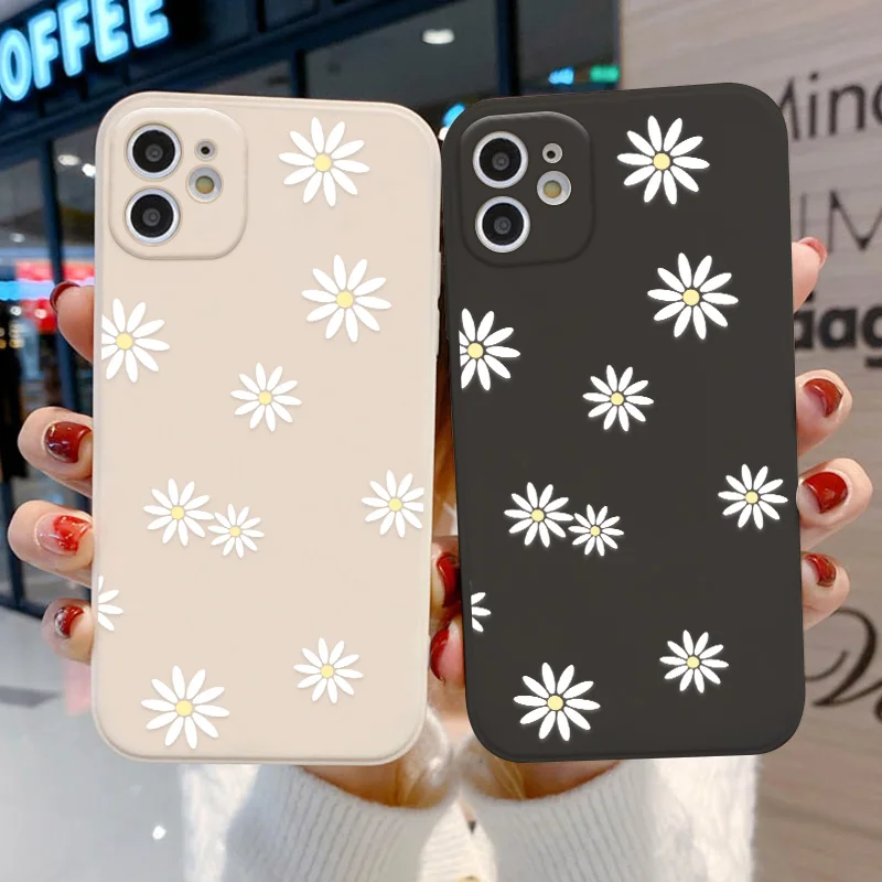 Daisy Flower Phone Case For iPhone 13 Cases iPhone 11 12 14 13 Pro Max 12 13 Mini XR X XS Max 6S 7 8 Plus SE Silicone Soft Cover