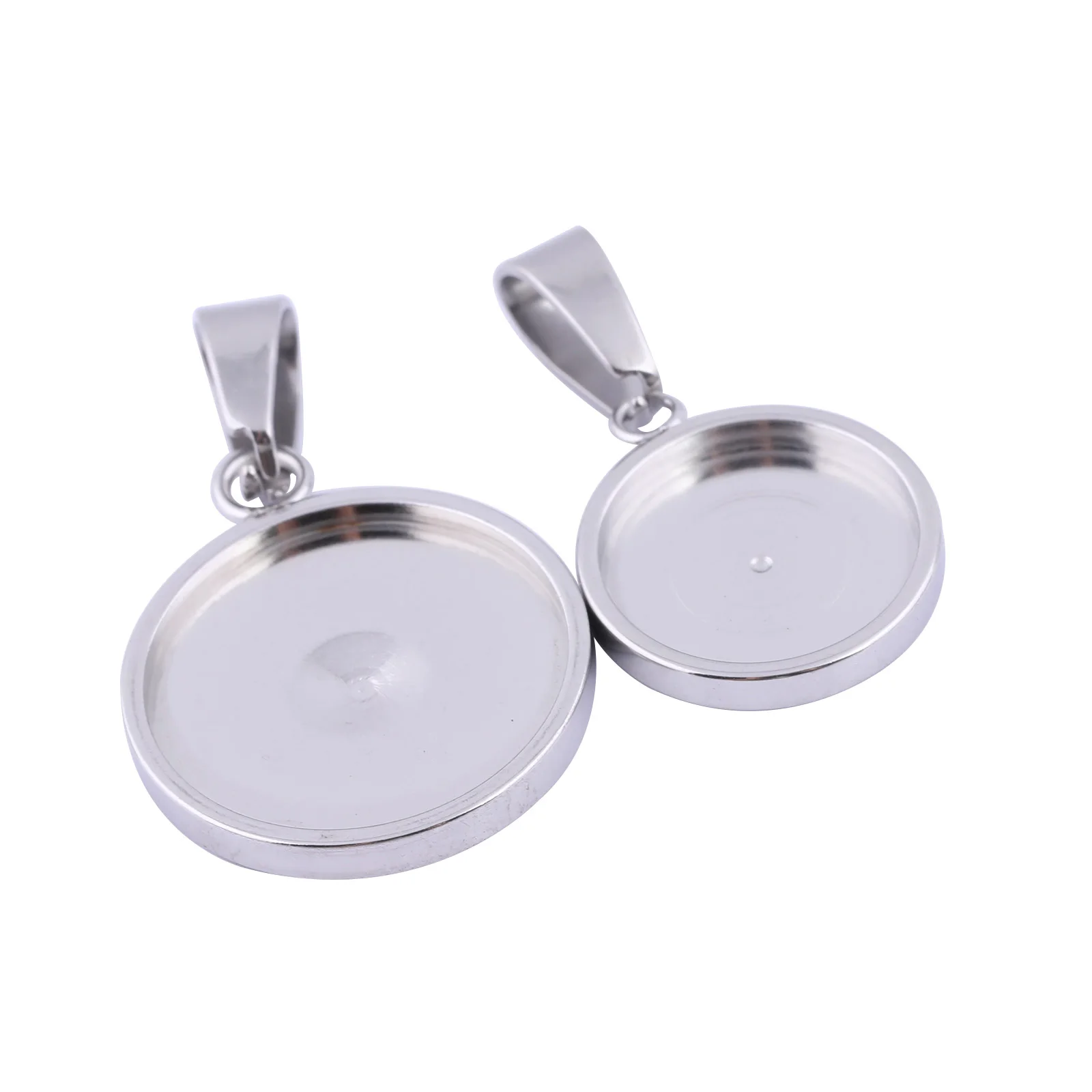 10 sztuk okrągłych kaboszonów ze stali nierdzewnej ustawienia podstawy 12mm 16mm ramka urok wisiorek tace diy naszyjnik półfabrykaty do tworzenia biżuterii
