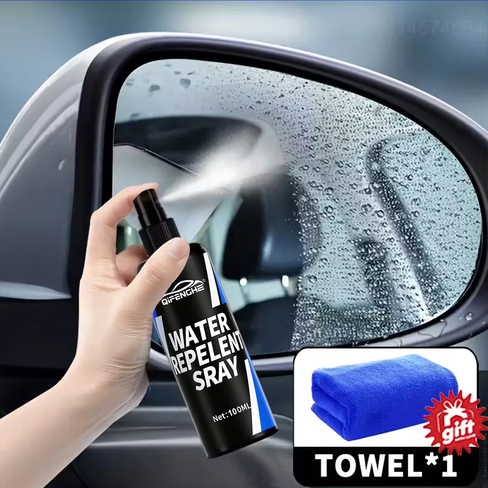 Long-Lasting Car Water Repellent Spray, Hydrophobic Coating for Auto Glass, Windshield and Exterior Surfaces - Includes 1 Clean