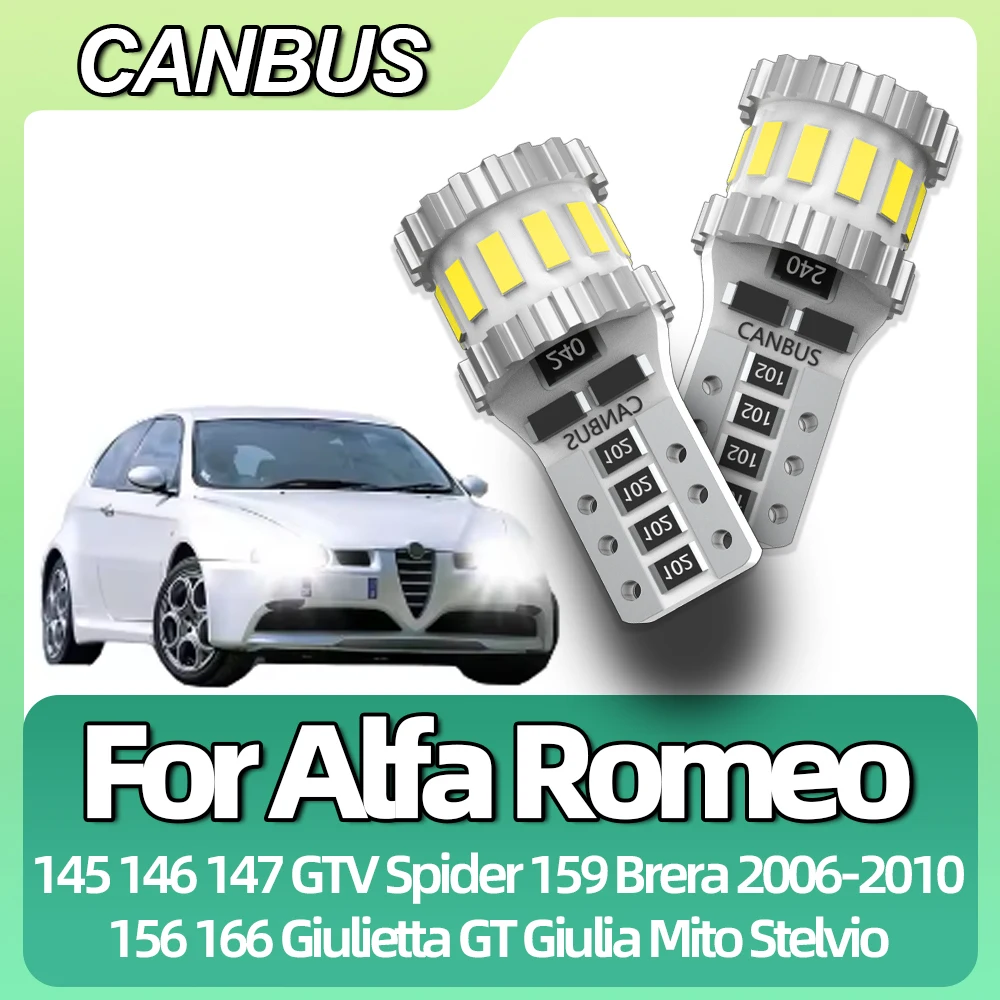 2Pcs T10 W5W LED Bulbs CANBUS For Alfa Romeo 145 146 147 GTV Spider 159 Brera 2006-2010 156 166 Giulietta GT Giulia Mito Stelvio