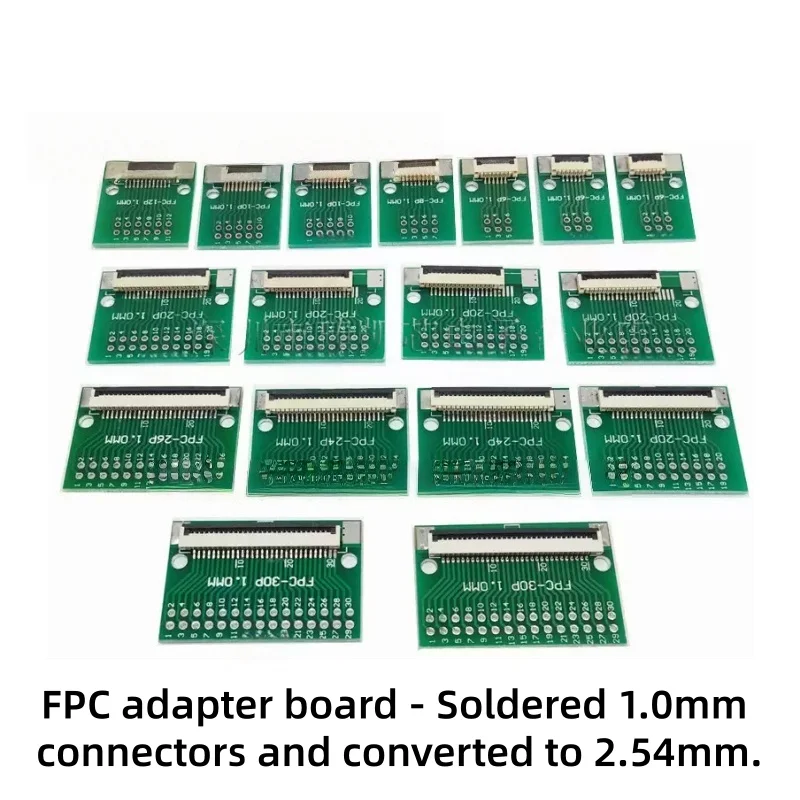 5pcs FPC 1.0MM Pitch Conversion Board DIY PCB Board 4P~30P 4 5 6 8 10 20 24 26 30 P Connector For Cable Transfer