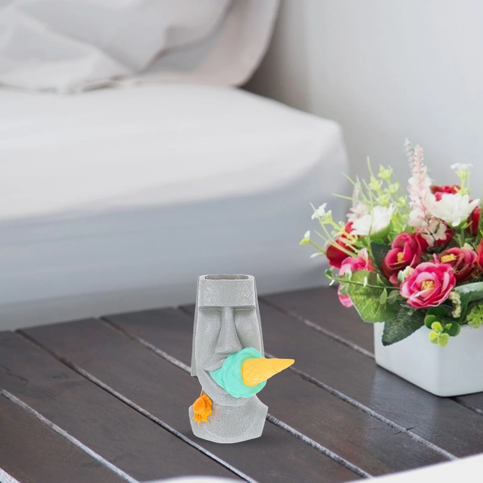 

Moai Vase Planter Unique Resin Flower Arrangement Home Decor Novelty Desk Art Indoor Resin Succulents Pot Statue Small Pot