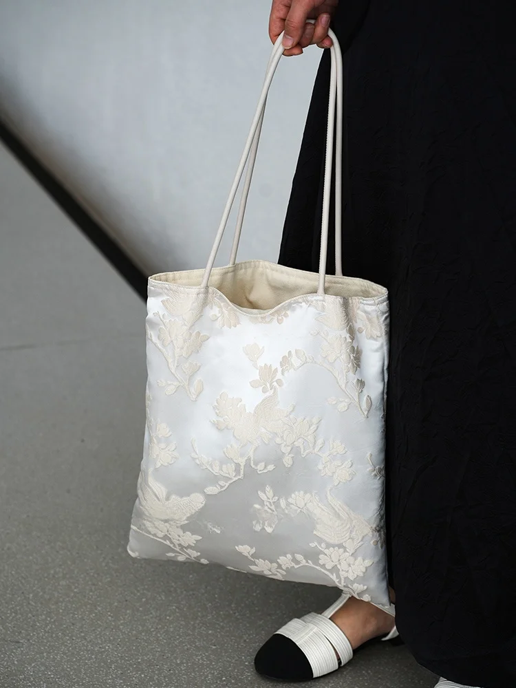 Retro Chinese Style Single Shoulder Bag Original Floating Moon Song Epiphyllum Flower Carp Fish Design Versatile Women's Bag
