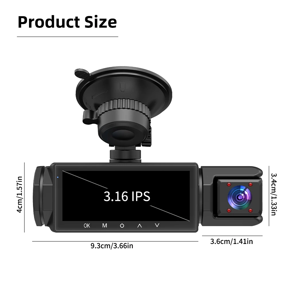 3 Cameras Dash Cam 1080P Front and Rear View Camera Night Vision Parking Monitor Car DVR 3way Car Video Recorder With Gift